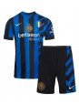 Inter Milan Alessandro Bastoni #95 Hjemmedraktsett Barn 2024-25 Korte ermer (+ bukser)